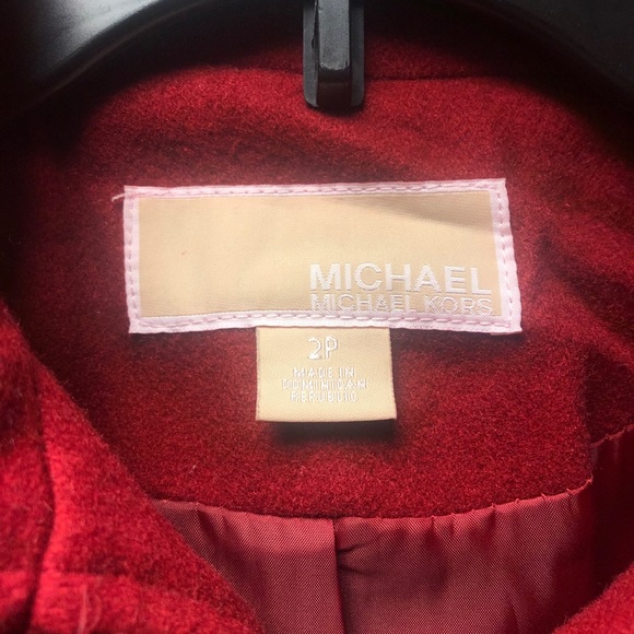Michael Kors Red Gold Zipper Pea Coat Sz 2p - Picture 9 of 10